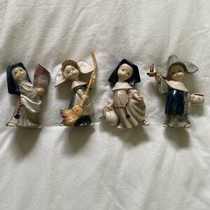 Set of 4 Vintage Simonetti Fontanini Resin Nun Figurines